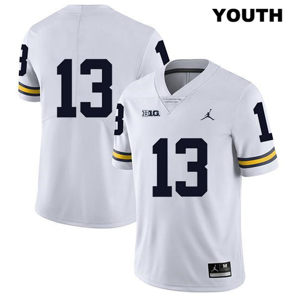 Youth NCAA Michigan Wolverines Charles Thomas #13 No Name White Jordan Brand Authentic Stitched Legend Football College Jersey QN25P60JX